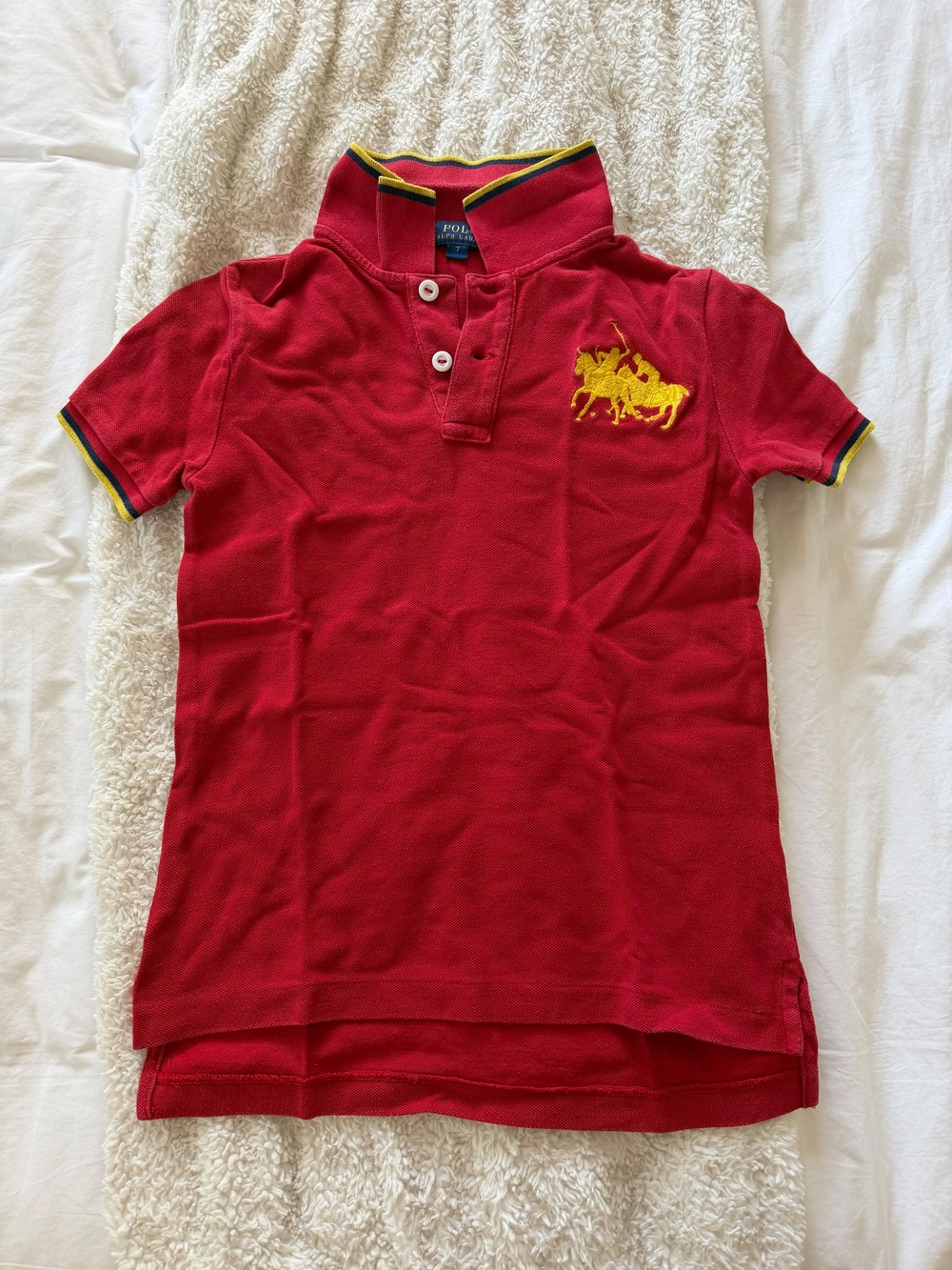 Polo Ralph Lauren Kids Double Pony Polo Shirt Boys Size 7 Red Preppy Designer